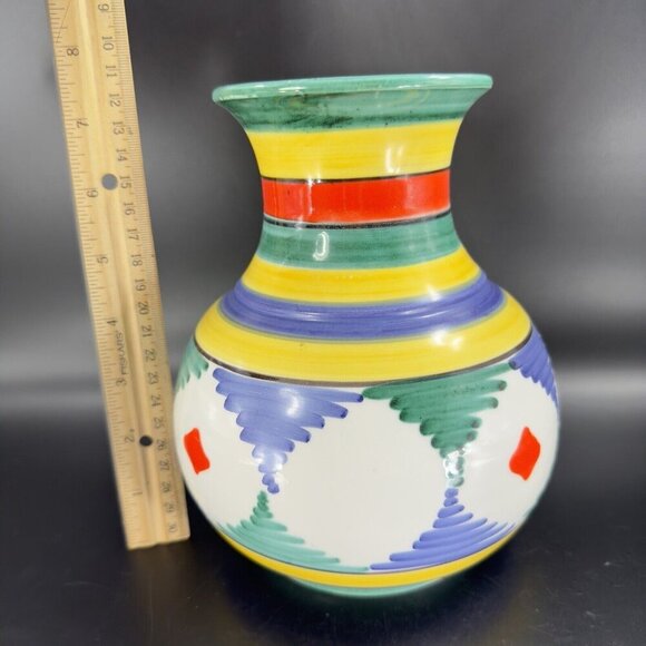 Venetian Art Pottery Vase Vessel Multicolor Glaze Ceramic Hand Made In Italy Vtg - Picture 5 of 15